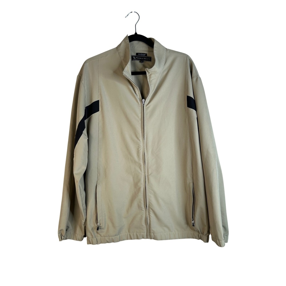 Pebble Beach Men's Tan Performance Wind Resistant Full Zip Golf Jacket Large